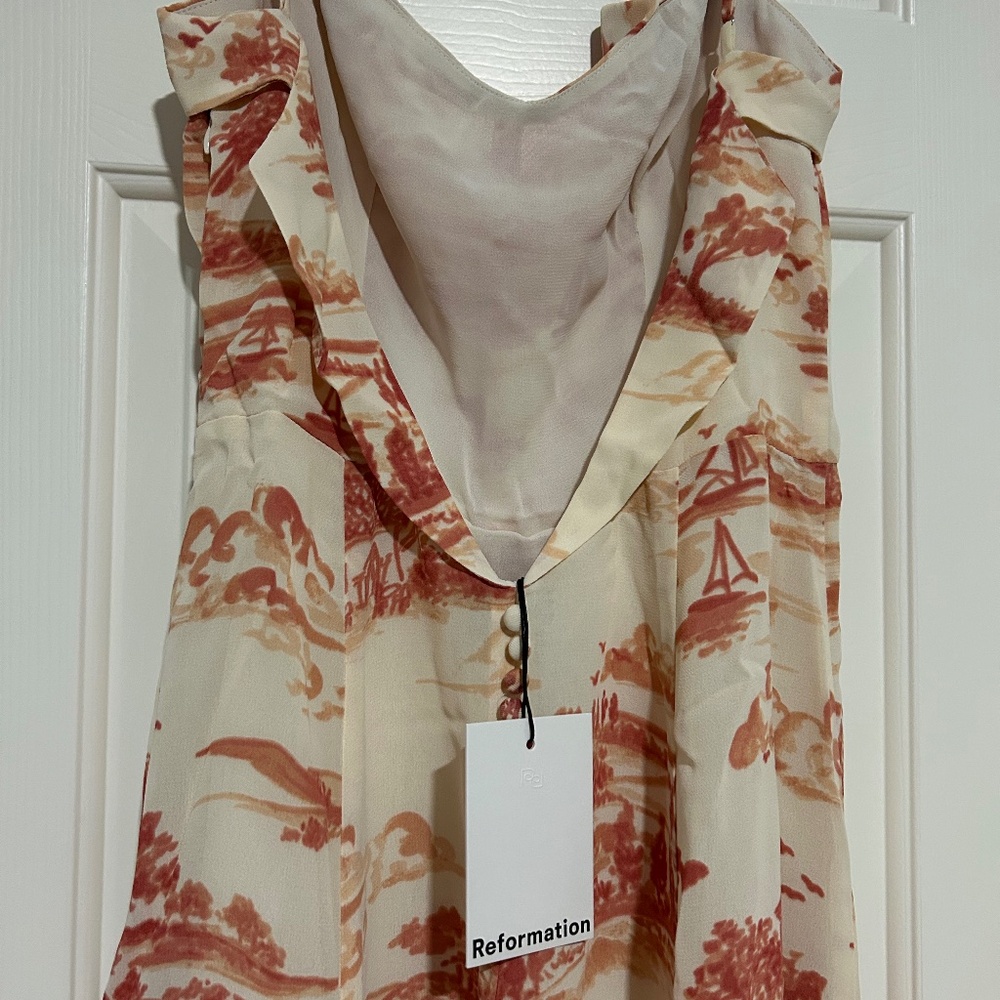 NWT Reformation Fredo Watercolor Toile Midi Dress Dolce Vita Color Size 8 Boho! - Picture 3 of 5